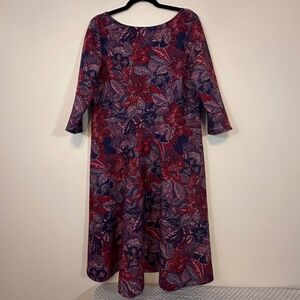 LEOTA - Floral Blue and Red Paisley A Line Dress